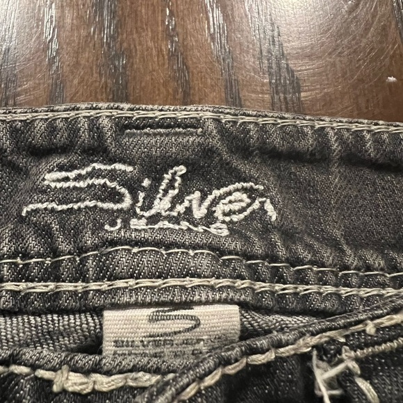 Silver Jeans Mckenzie Slim Bootcut Womens 24x32 Grey Thick Stitch Low Rise - Picture 7 of 12